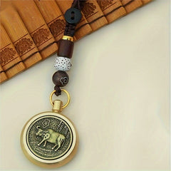 Chinese Zodiac Copper Coin Pendant Keychain Year Pendants