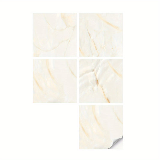 Yellow Marble Adhesive Floor Tiles Peel And Stick PVC Waterproof