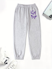 Butterfly Graphic Sweatpants High Waisted Active Joggers