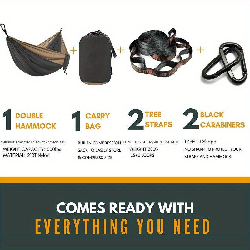Parachute Hammock with Straps & Carabiner for Camping