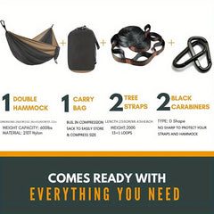 Parachute Hammock with Straps & Carabiner for Camping