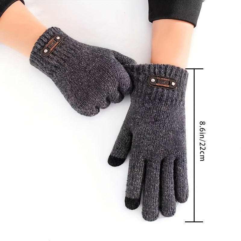 Men's Winter Touchscreen Knit Gloves for Outdoor Activities