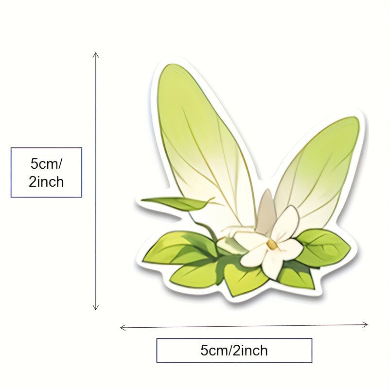60pcs Green Flower And Elf PVC Cartoon Stickers For Kids Laptop Decoration