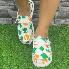 Women's Colorful Clover & Hat Flat Skate Shoes Lightweight Walking Shoes