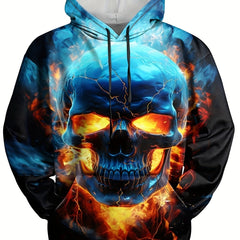 Y2K Skull 3D Print Hoodies Loose Hooded Pullover Men's Winter Clothing
