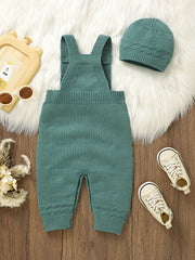 Infant Onesie Baby Boys Girls Knit Overalls With Hat Set