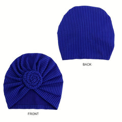 2pcs Twist Pleated Turban Cap Embossed Elastic Bonnet Chemo Beanies