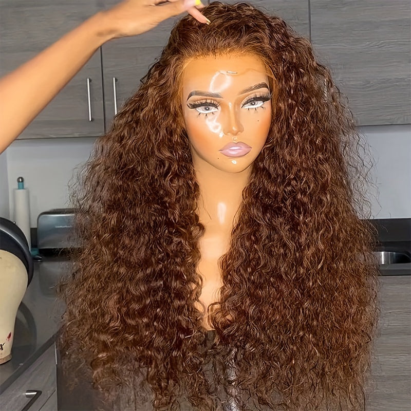 10 12 14 Inch Curly Bob Wig Human Hair 180 Density Curly Frontal Wigs Brown