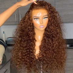 10 12 14 Inch Curly Bob Wig Human Hair 180 Density Curly Frontal Wigs Brown