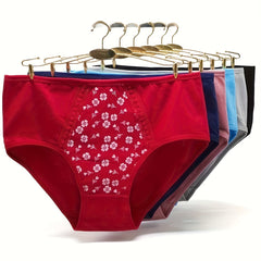 6pcs Floral Print Briefs Soft Stretchy Intimates Panties Women's Lingerie