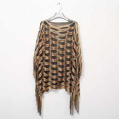 Geometric Tassel Wrap Poncho Cape Glitter Shawl