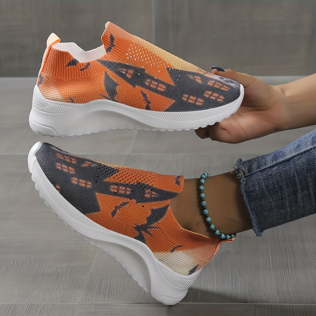 Women's Knitted Devil Halloween Slip-On Sports Shoes