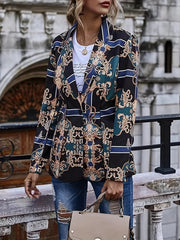Boho Baroque Print Plus Size Blazer