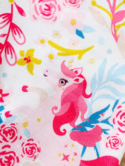 Toddler Girls Unicorn And Flowers Elastic Waist Biker Shorts