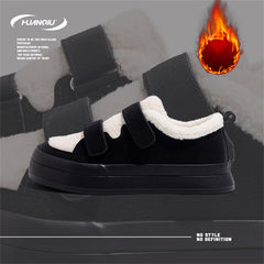 HUANQIU Winter Skate Shoes Fleece Lining Thermal Flats Low Casual Sneakers