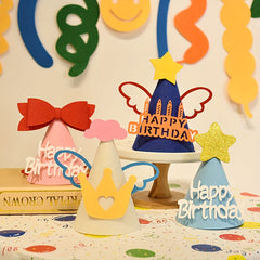 4pcs Birthday Hat Bow Smiley Face Cake Headwear Princess Photo