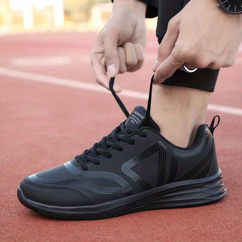 Men's Light Weight Faux Leather Sport Shoes Lace Up Comfy Soft Sole Sneakers