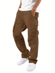 Men's Heavyweight Cargo Pants Elastic Waist Jogger Sweatpants