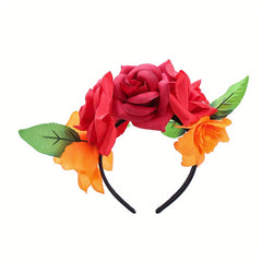Girl s Rose Flower Wreath Hair Hoop Fairy Birthday Christmas Party Accessory
