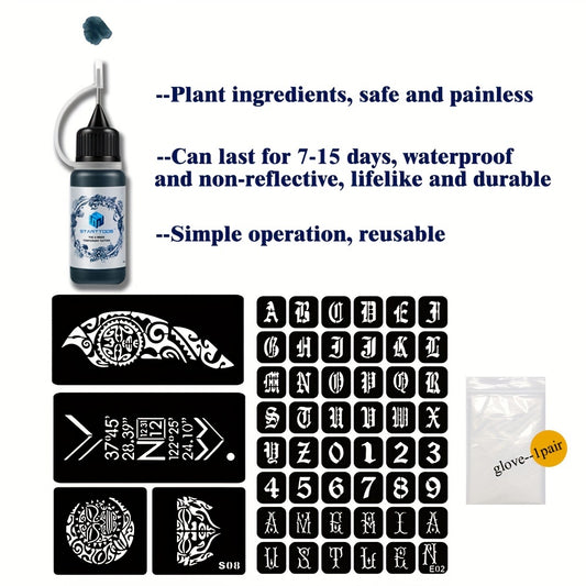 Tattoo Stencil & Dye Set - Totem Character Pattern - Semi-Permanent