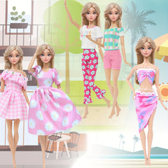 5pcs Clothing Set for 11.5in Dolls: Dresses, Swimsuits, Tops, Pants Outfits