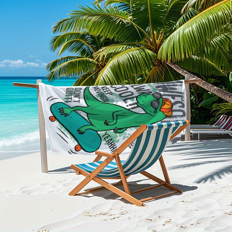 Dino Skateboard Sand Towel, Lightweight Quick Dry & Absorbent