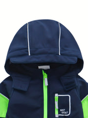 Boys Warm Softshell Outdoor Jumpsuit Fleece Lined Hooded Ski Suit