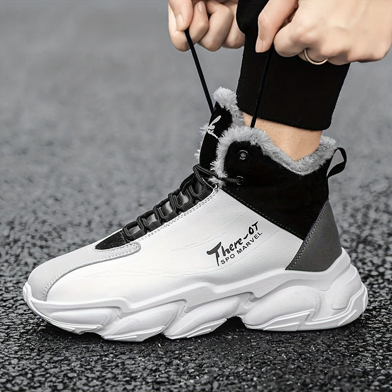 Men's Cozy Lace up Sneakers Warm Walking Shoes