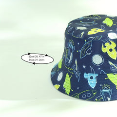 Kids Cartoon Spaceship Reversible Bucket Hat Sunscreen Cap
