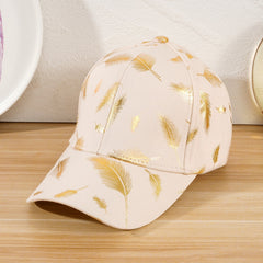 Casual Baseball Cap Bronzing Feather Pattern Outdoor Travel Visor Adjustable