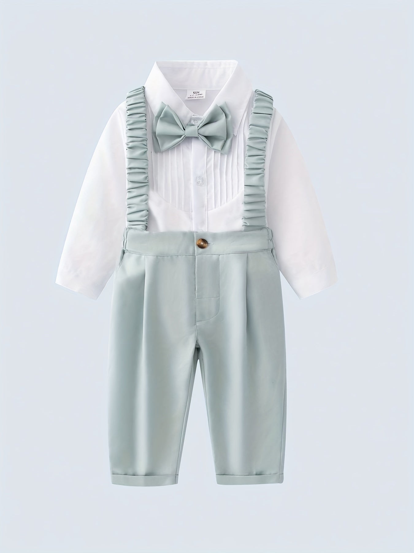 Baby Gentleman Suit 2pcs Long Sleeved Shirt and Overalls Pants