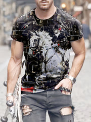 Digital Pattern Print Men's Short Sleeve T-Shirt Graphic Tee