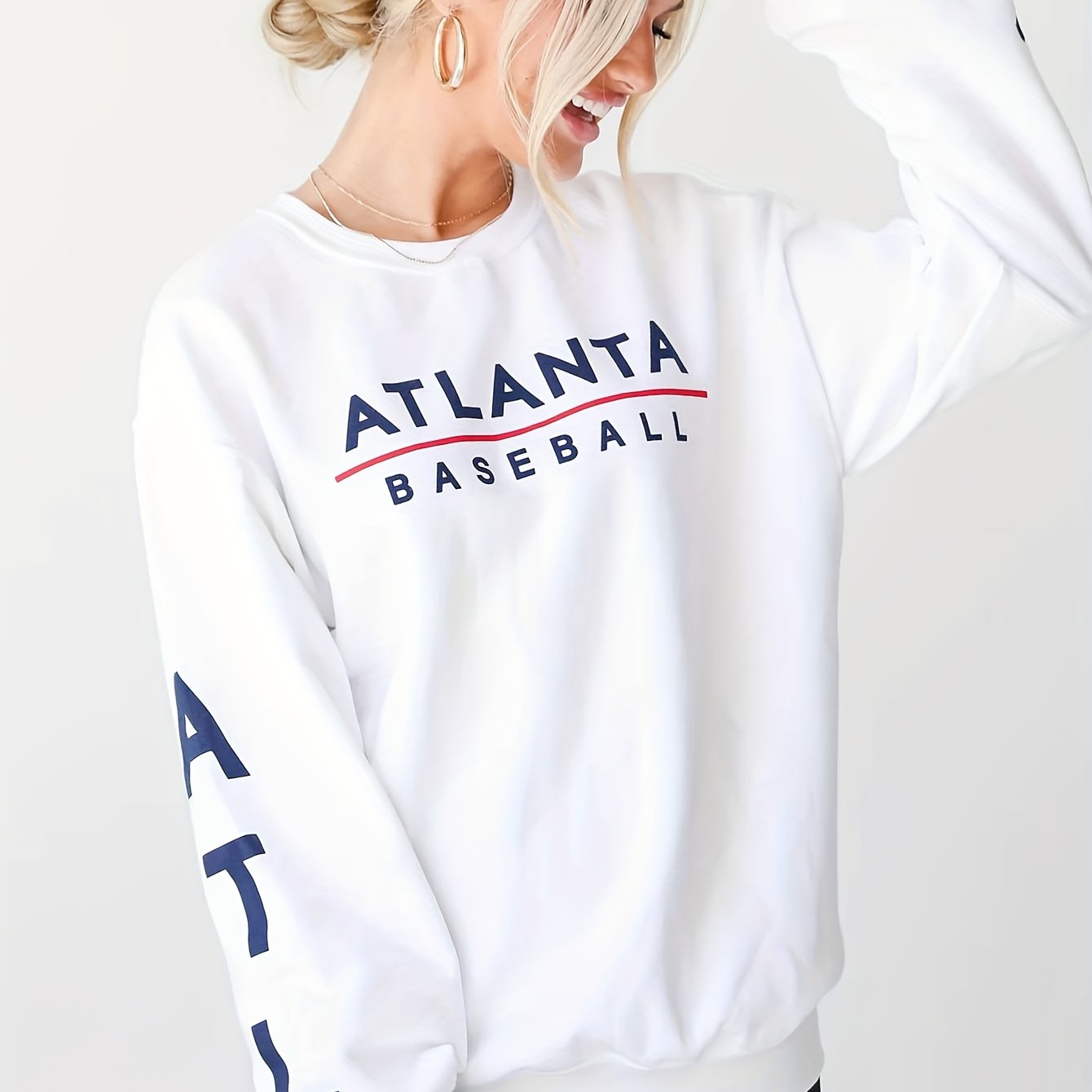 Sports Hoodie Women's Plus Letter Print Long Sleeve