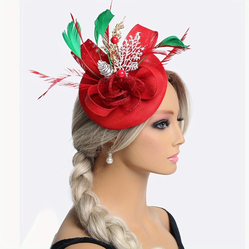 Vintage Christmas Feathered Headband for Women Duck Feather Hat