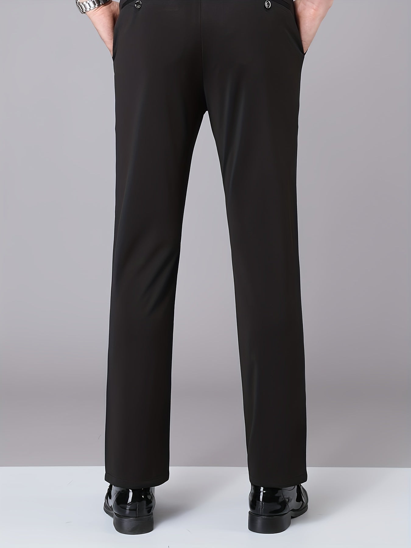 Men's Stretch Dress Pants Solid Color Semi-formal Business Trousers