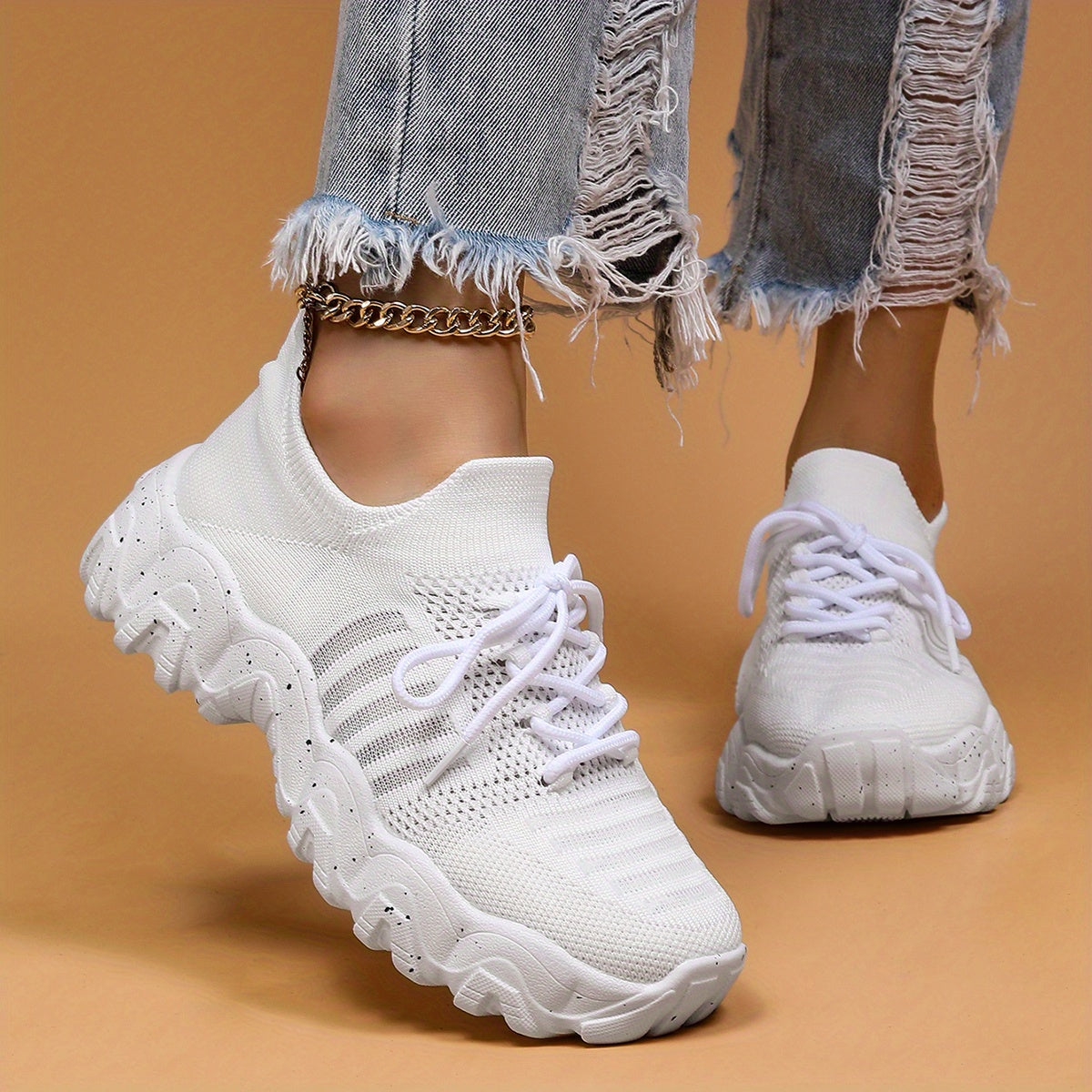 Women's Mesh Sneakers Low Top Lace Up Walking Shoes