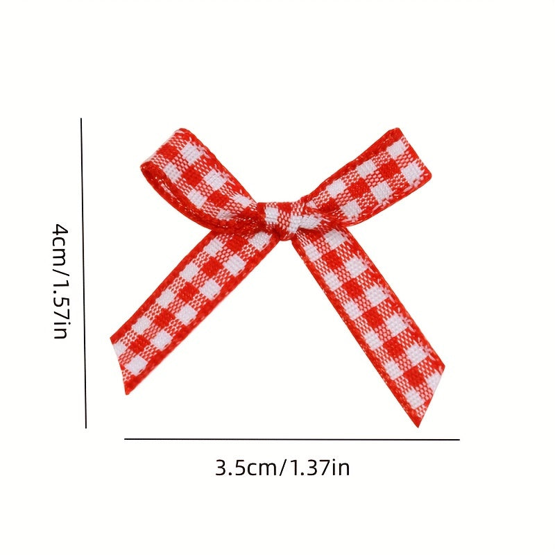 100pcs Colorful Plaid Small Bows DIY Hairpin Headgear Accessories