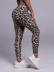 Leopard Print Sports Leggings High Waist Stretch Skinny Running Pants