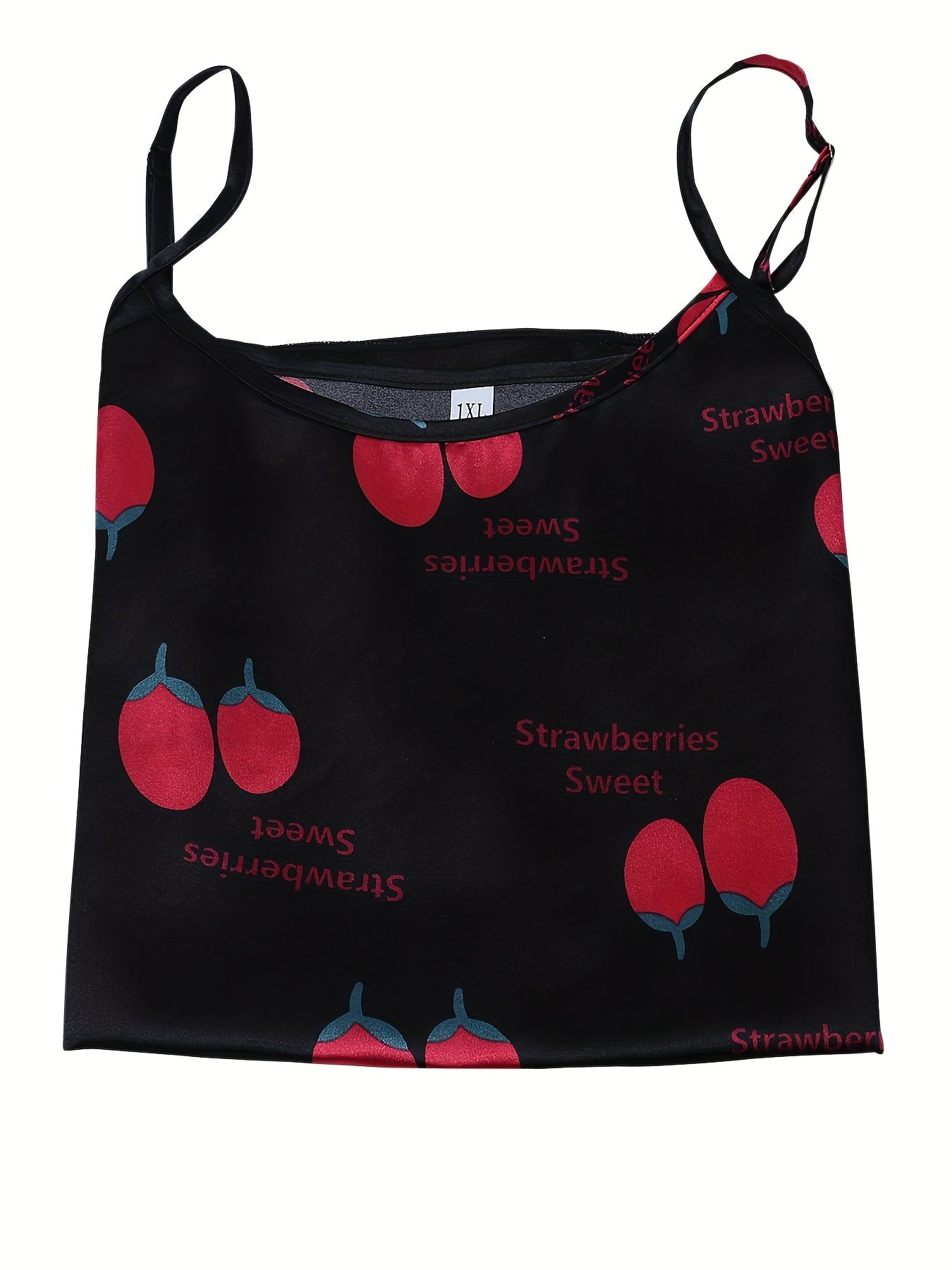 Casual Strawberry Print Cami Top & Shorts Pajama Set