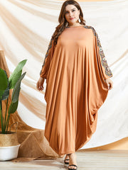 Tribal Abaya Dress Women's Plus Floral Appliques Batwing Sleeve