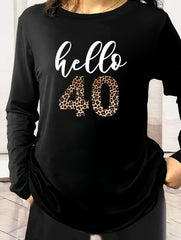 Women's Plus Slogan Print Long Sleeve Pajama Top