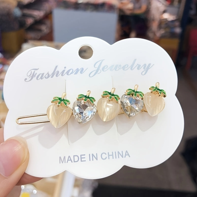 Crystal & Strawberry Hairpin Sweet Clip