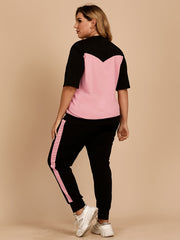 Colorblock Tee & Pants Set Women's Medium Stretch
