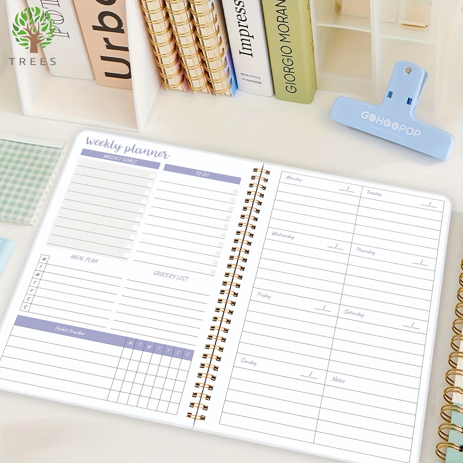 Weekly Planner Notebook: Daily Schedule Journal with Habit Tracker, To Do List