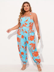 Floral Print Halter Neck Wide Leg Jumpsuit