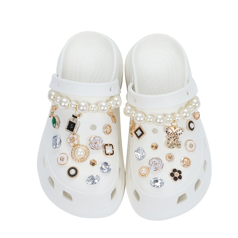 25pcs Crystal Shoe Charms Clog Shoes Decoration Bling Chain Jewelry Accessories
