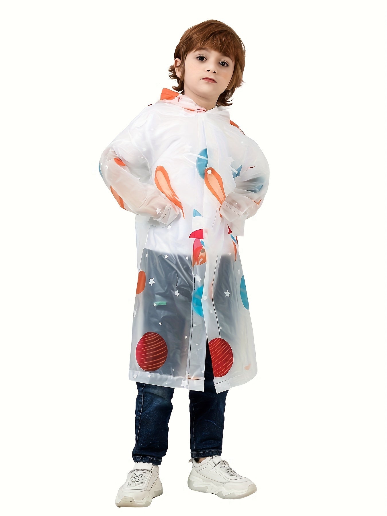 Kid's Waterproof Hooded Raincoat Cartoon Pattern Coat