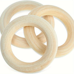 50pcs Wooden Beads & 30pcs Wood Rings for Macrame DIY Pendant Connectors