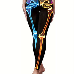 Women's Plus Skull Print High Rise Halloween Leggings