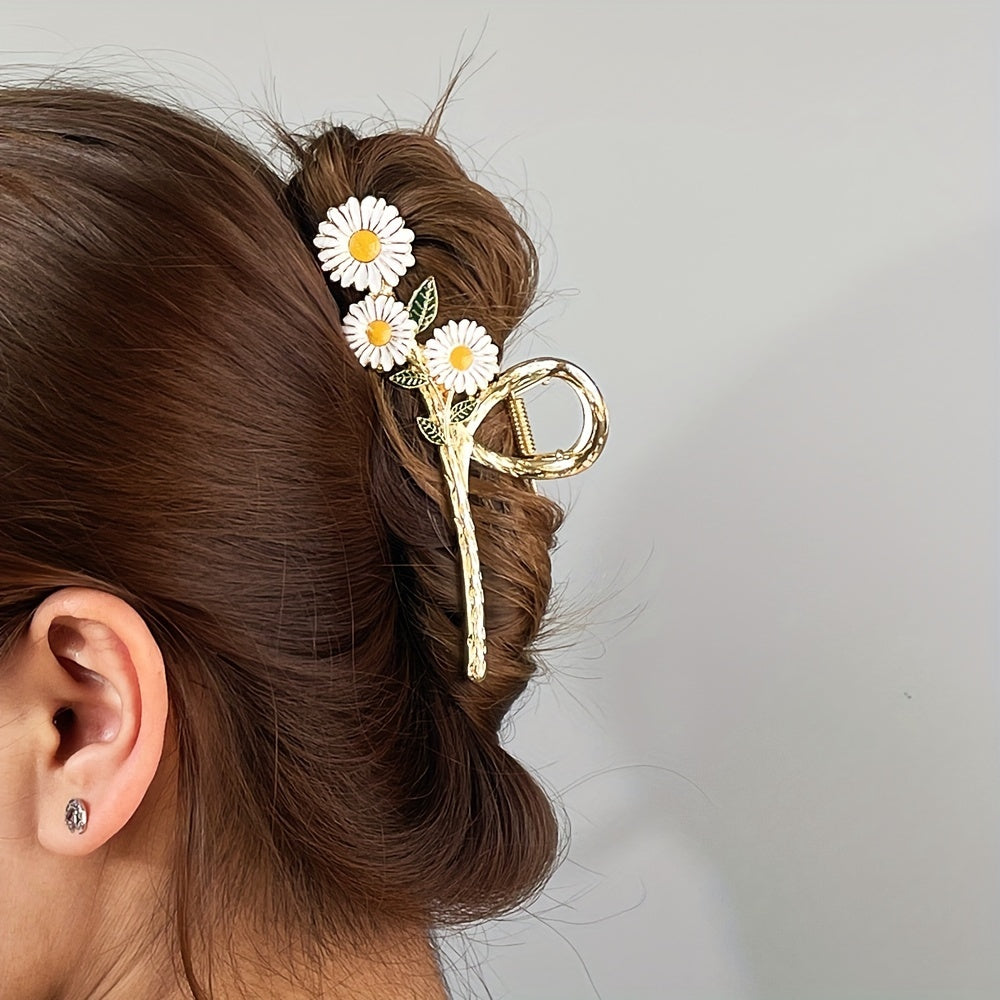 Large Daisy Hair Claw Clip Non-Slip Zinc Alloy Hair Accessory